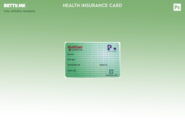 Шаблон за картичка за меѓународен здравствен план на САД MultiCare во модерен ст